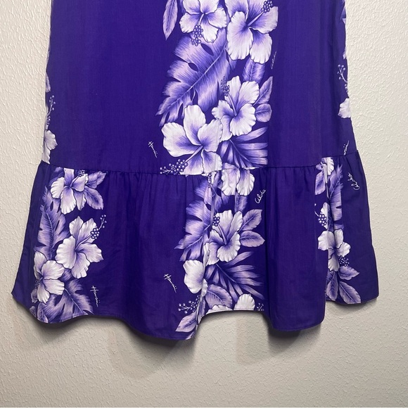 Kalena Fashions of Hawaii Dress Size XL Purple Tropical Floral Muumuu Patio - Picture 3 of 11